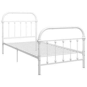 vidaXL Cadru de pat, alb, 100 x 200 cm, metal