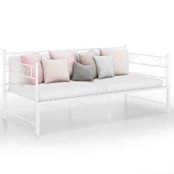 vidaXL Cadru pat canapea extensibilă, alb, 90x200 cm, metal
