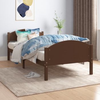 vidaXL Cadru de pat, maro închis, 90x200 cm, lemn masiv de pin