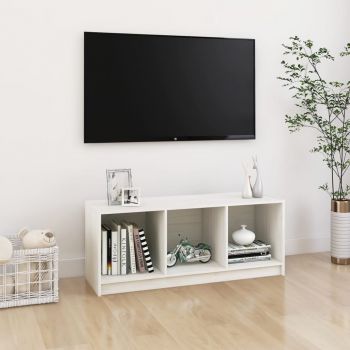 vidaXL Comodă TV, alb, 104x33x41 cm, lemn masiv de pin