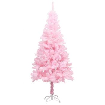 vidaXL Pom de Crăciun artificial cu LED-uri/suport, roz, 120 cm PVC