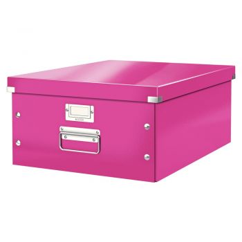 Cutie de depozitare roz din carton cu capac 37x48x20 cm Click&Store – Leitz ieftina