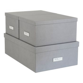 Set 3 cutii de depozitare Bigso Storage Box of Sweden Inge, gri ieftina