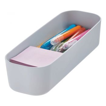 Cutie pentru depozitare iDesign Eco Bin, 27,43 x 9,14 cm, gri