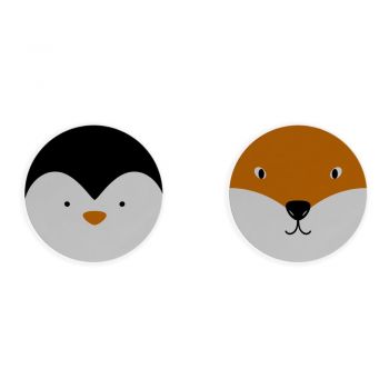 Set 2 suporturi pentru farfurie Madre Selva Fox & Penguin, ⌀ 32 cm