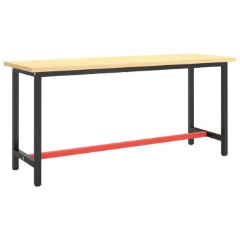 vidaXL Cadru banc de lucru, negru mat/roșu mat, 170x50x79 cm, metal