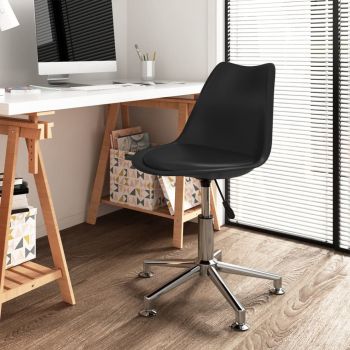 vidaXL Scaun de birou pivotant, negru, piele ecologică