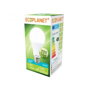 Bec LED Ecoplanet, E27, 7W (60W), 630 LM, A+, lumina rece 6500K, Mat