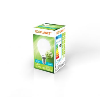 Bec LED Ecoplanet glob mic G45, E14, 7W (60W), 630 LM, A+, lumina rece 6500K, Mat