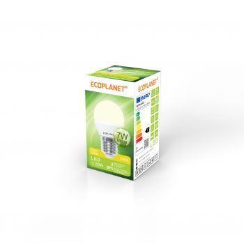 Bec LED Ecoplanet glob mic G45, E27, 7W (60W), 630 LM, A+, lumina calda 3000K, Mat