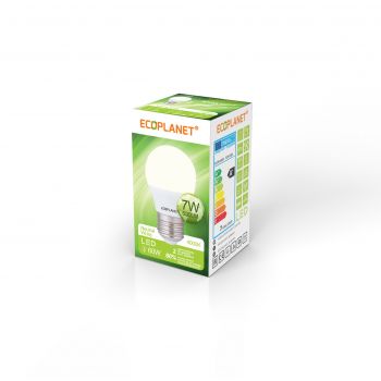 Bec LED Ecoplanet glob mic G45, E27, 7W (60W), 630 LM, A+, lumina neutra 4000K, Mat