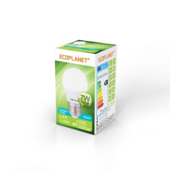 Bec LED Ecoplanet glob mic G45, E27, 7W (60W), 630 LM, A+, lumina rece 6500K, Mat