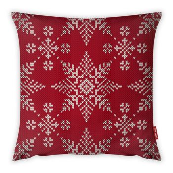 Față de pernă Vitaus Christmas Period Red Snowflakes Pattern, 43 x 43 cm