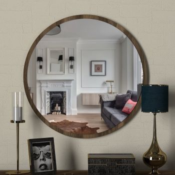 Oglinda de perete Glob, Tera Home, Ø59 cm, maro ieftina