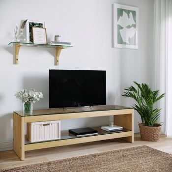Comoda TV cu raft de perete Neostill TV302, 140 x 45 cm/70 x 25 cm, oak ieftina