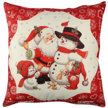 Perna decorativa Santa and Snowman, Gravel, 43x43 cm, policoton, multicolor