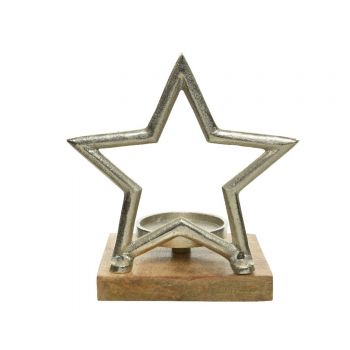Suport pentru lumanare Star, Decoris, 15x19.5x21 cm, aluminiu, argintiu rustic ieftina
