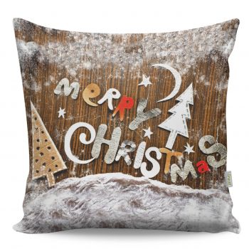 Perna decorativa Merry Christmas, Gravel, 43x43 cm, policoton, multicolor ieftina