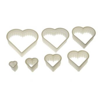 Set 7 forme pentru biscuiti Heart, Silikomart, 3x2.5 cm - 12x11.5 cm, nailon