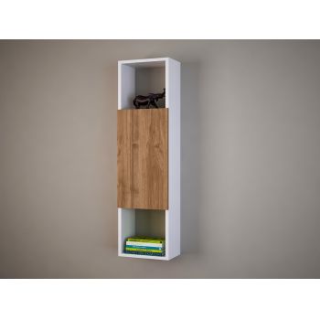 Raft pentru perete Novella K4, Furny Home, 29,2x22x120 cm, alb/aluna