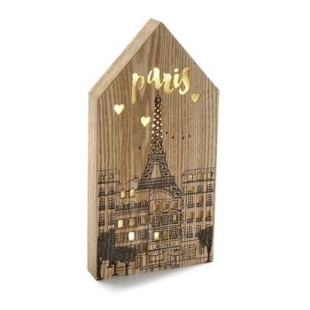 Decoratiune luminoasa Paris, Versa, 17x34 cm, lemn