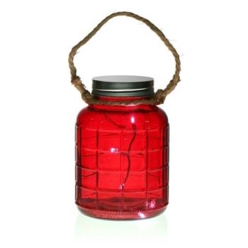 Decoratiune luminoasa Red Bottle, Versa, 5 LED-uri, Ø14.3x20.5 cm, sticla