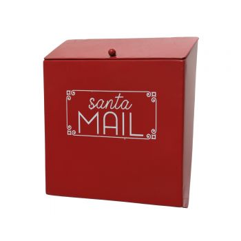 Decoratiune Mailbox, Decoris, 12.5x23x26.5 cm, metal, rosu/alb ieftina
