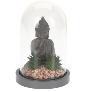 Decoratiune Buddha w cactus, 14x21 cm, polipropilena, gri la reducere