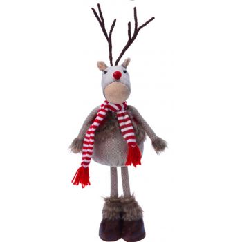 Decoratiune Reindeer in red coat, 19x14x48 cm, poliester, multicolor ieftina