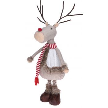 Decoratiune Reindeer in white coat, 28x22x81 cm, poliester, multicolor ieftina