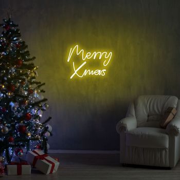 Lampa de perete Merry Christmas Neon Graph, 43x33x2 cm, galben ieftina