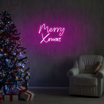 Lampa de perete Merry Christmas, Neon Graph, 43x33x2 cm, roz ieftina