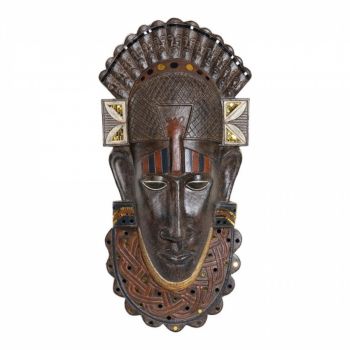 Decoratiune, DKD Home Decor, Figure Mask, 29 x 8 x 59 cm, rasina, maro