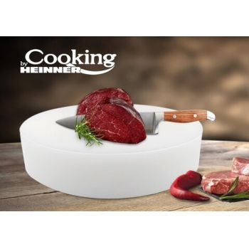 Tocator profesional pentru macelarie, Cooking by Heinner, 40x10 cm, polietilena, alb