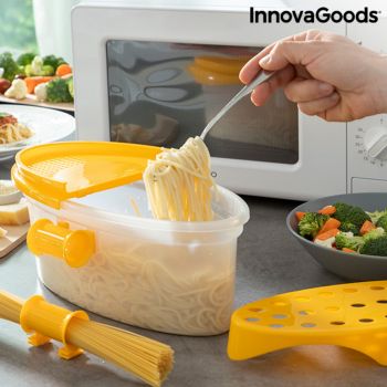 Dispozitiv pentru gatit paste la cuptorul cu microunde 4 in 1 Pastrainest, InnovaGoods, cu accesorii si retete