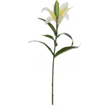Floare artificiala Lily, 15x16x70 cm, poliester, alb/galben ieftina