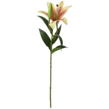 Floare artificiala Lily, 15x16x70 cm, poliester, roz/galben