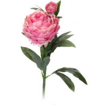 Floare artificiala Peony, 17x17x61 cm, poliester, roz inchis