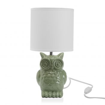 Lampa de masa Owl, Versa, 1 x E14, 40W, 16x32.5 cm, ceramica, verde