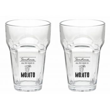 Set 2 pahare pentru mojito, Tognana, Let's party, 400 ml, sticla, transparent