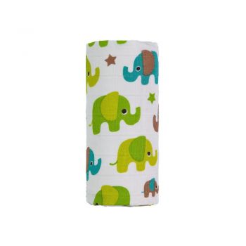 Prosop pentru copii T-TOMI Green Elephant, 120 x 120 cm
