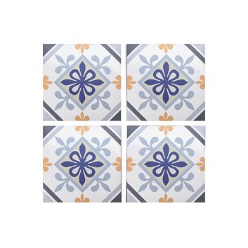 Autocolant decorativ Ethnicities, 15x15 cm, 8 piese, polipropilena, albastru/galben