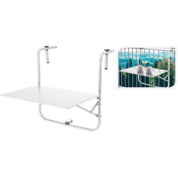 Masuta pentru balcon, 60x43 cm, metal, alb ieftina