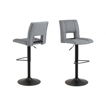 Set 2 scaune de bar tapitate cu stofa si picior metalic Sylvia Gri Deschis / Negru, l41,5xA52xH115 cm