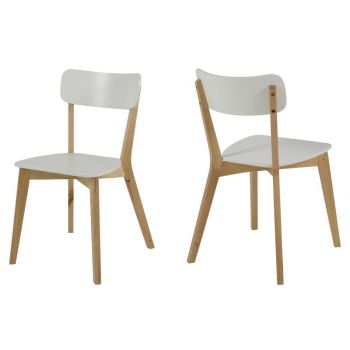 Set 2 scaune din lemn si MDF Raven White / Natural, l40,5xA48,5xH79 cm