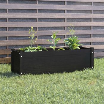 vidaXL Jardinieră de grădină, negru, 100x31x31cm, lemn masiv de pin