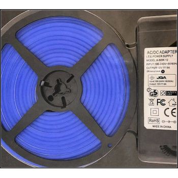 Kit banda LED neon flex 10w/m lumina albastra si adaptor 220v la 12v 5a