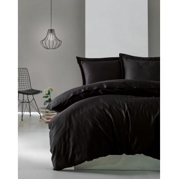 Lenjerie de pat din bumbac Satinat Premium Elegant Negru, 200 x 220 cm
