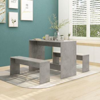vidaXL Set mobilier de bucătărie, 3 piese, gri beton, PAL