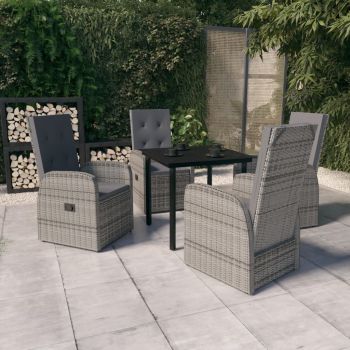 vidaXL Set mobilier pentru grădină cu perne, 5 piese, gri